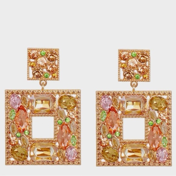 DOLCE EMBELLISHED RHINESTONE EARRINGS - Picture 3 of 5